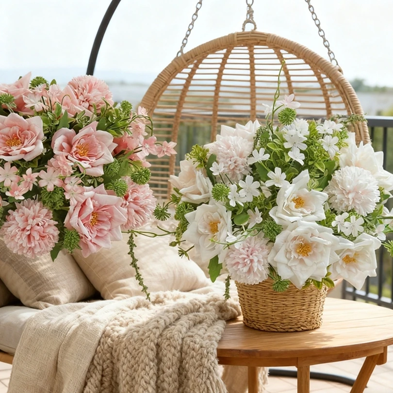 

Silk Artificial Flowers Onion Fluff Horn Rose Wedding Home Restaurant Table Centre Decor Colorful Picture-Postcard Bride Bouquet