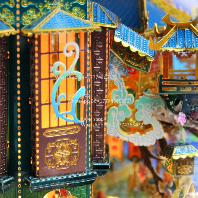 Yuelao Pavilion Three-dimensional Assembly Model, Difficult Handmade Metal Puzzle Qixi Festival Valentine's Day Gift Girlfriend
