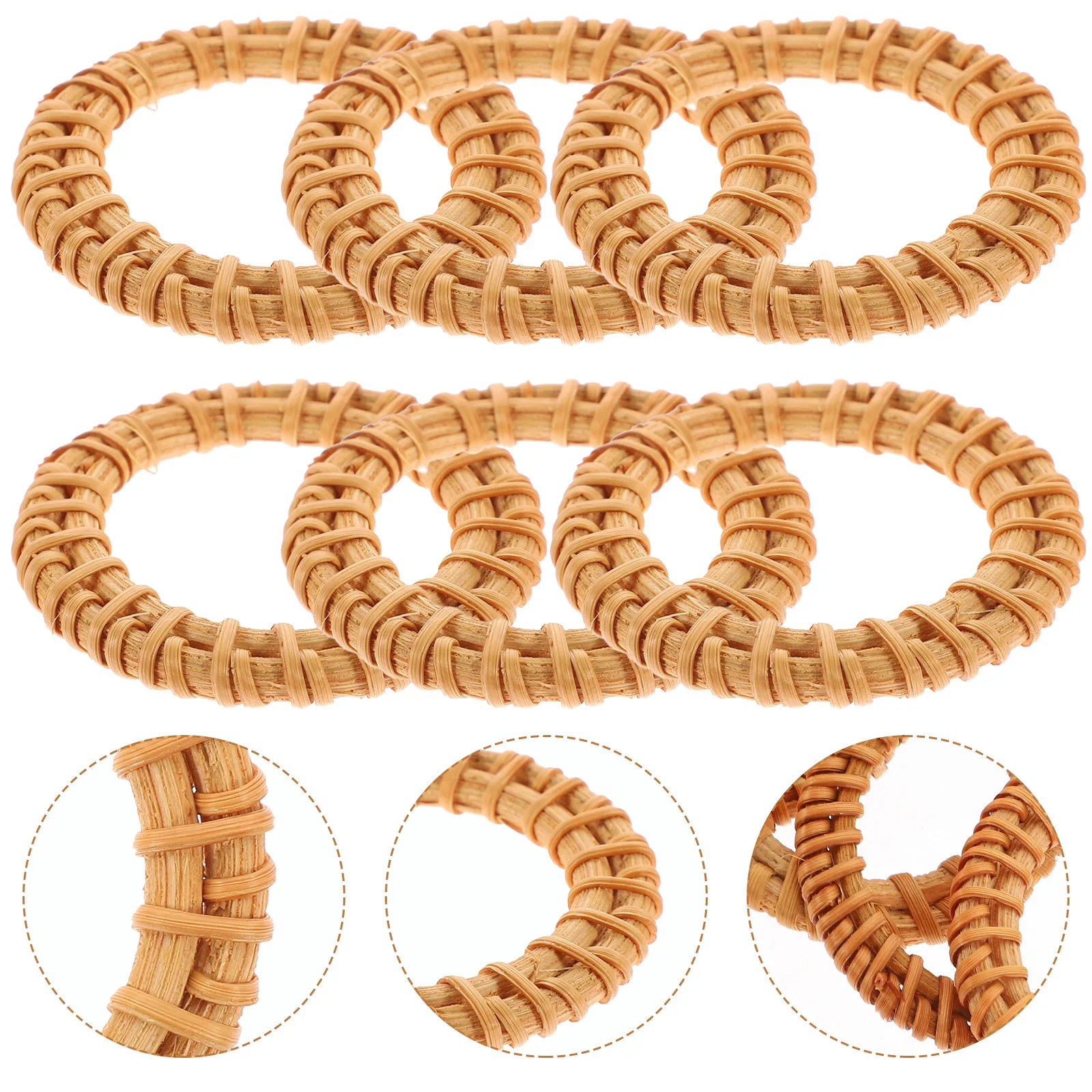

6pcs Wooden Napkin Rings Rustic Woven Table Decor Centerpiece Valentine Wedding Birthday Holiday Napkin Holders Dining