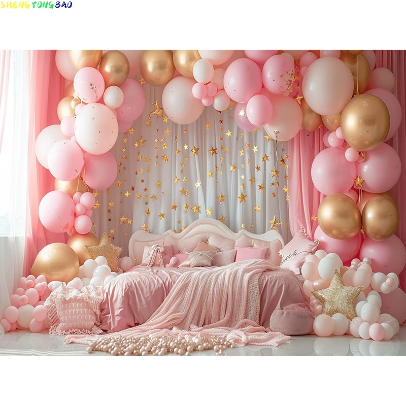 مستلزمات خلفية للتصوير الفوتوغرافي لغرفة الأطفال حديثي الولادة ، عيد ميلاد سعيد ، ديكورات الحفلات ، قوس البالونات ، مظهر الأزهار ، خلفية الصورة ، ، ، ، ، ، #4