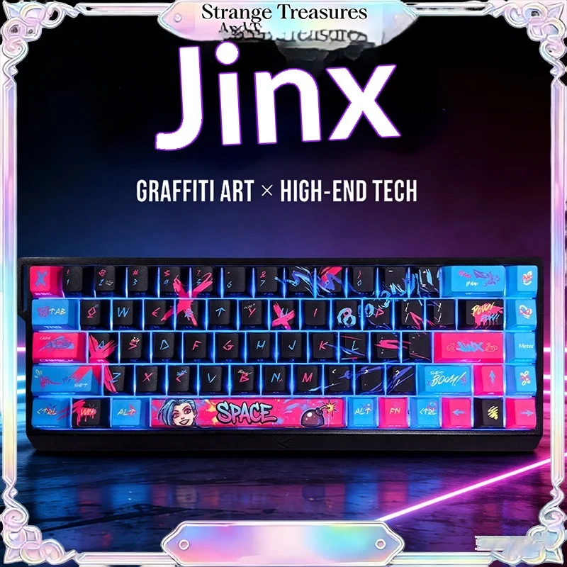 Neue Jinx Periphery Keycaps, seitlich graviert, durchscheinend, Cherry-Höhe, PBT PC, Twin Cities War Graffiti, für Tastatur-Keycaps, Spielzeug, Geschenk