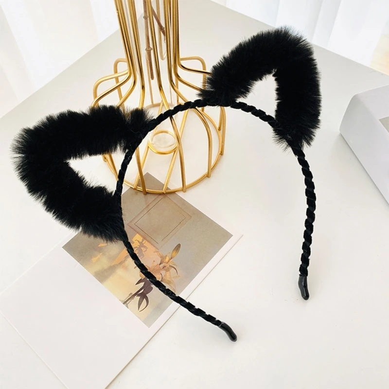 Faux Fur for Cat Ears Night Party Anime Hairband Fur Headbands Clip Girl DropShipping