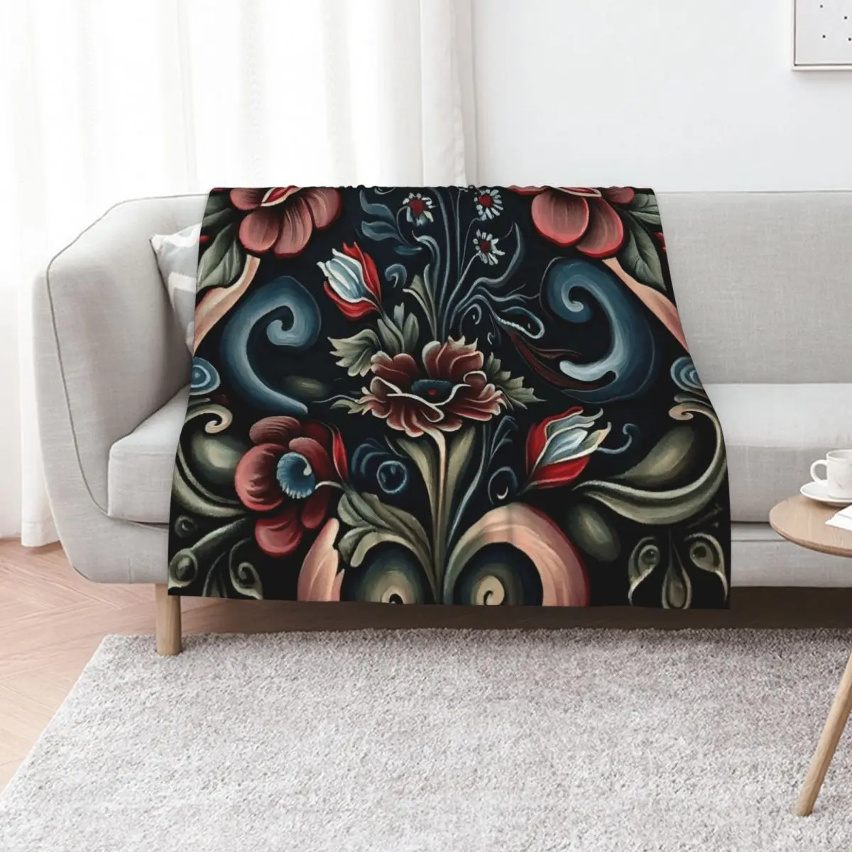 Norwegian Rosemaling-Oil On Canvas #10 Throw Blanket heavy to sleep For Baby Large Custom Heavy Soft Blankets