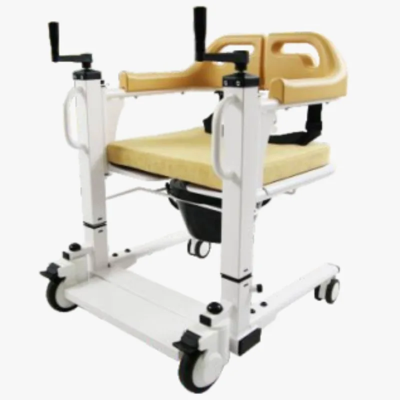 Hand operated transfer machine for home use, shower, toilet seat, bed rest care and protection