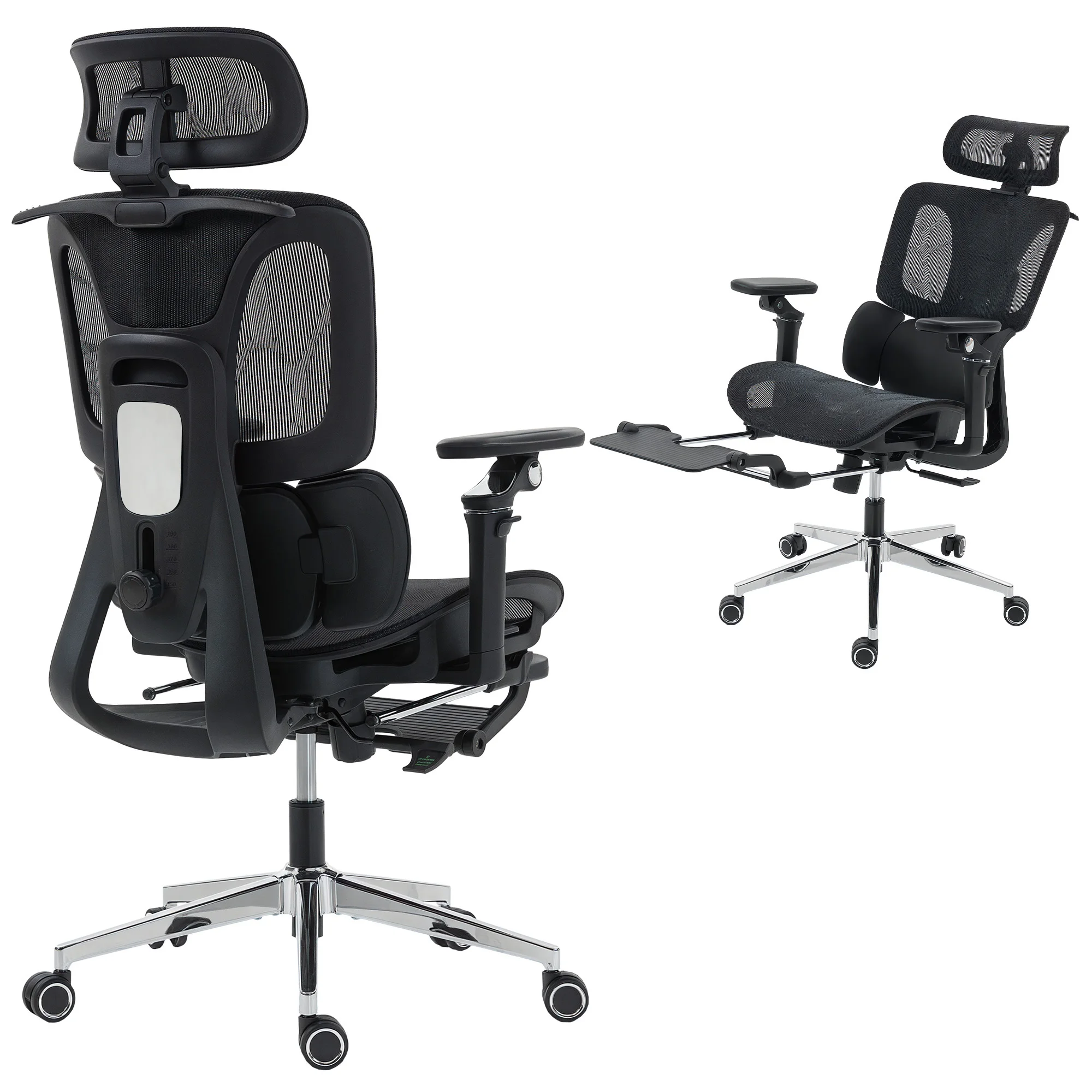 Silla de Oficina Ergonómica Homcom con Reposabrazos Ajustables 6D, Reposacabezas y Profundidad de Asiento Ajustable, 67 x 71 x 133 cm, Negra