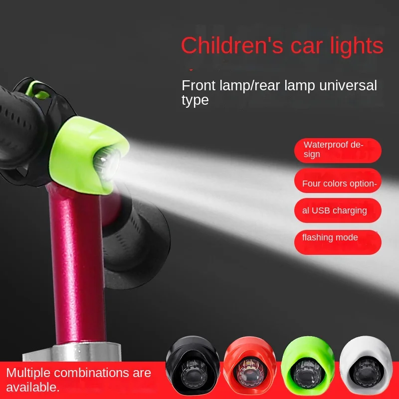 Bicycle Taillight Led Riding Warning Light Children Kids Balance Bike Fixture and Fitting USB Mountain Bike Gem Headlight