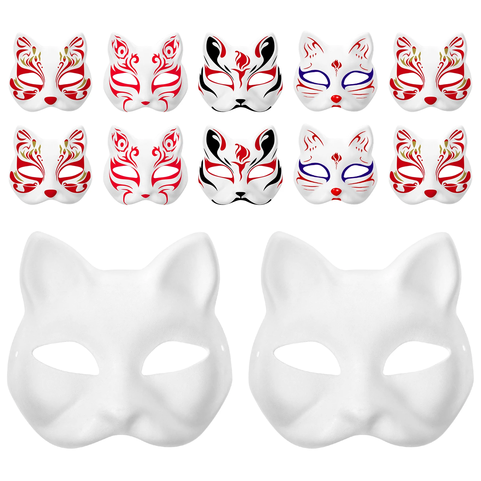 15 قطعة من أقنعة DIY قابلة للطلاء للأطفال والكبار زي حفلة تنكرية للحفلات التنكرية مجموعة قناع اللب الأبيض ملحقات دعائم حفلات أعياد الميلاد