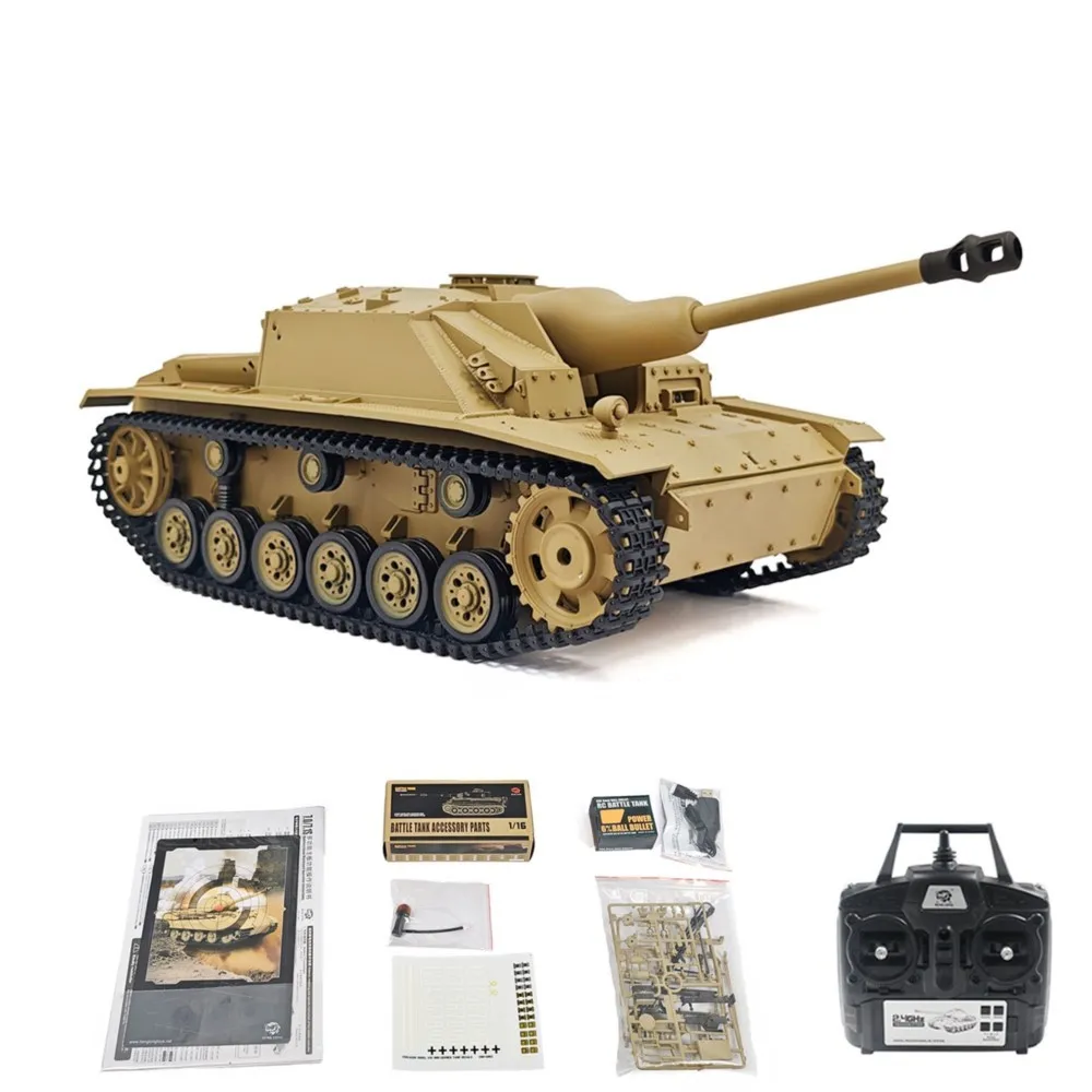 Modello di Carro Armato RC Henglong 7.0 Stug III Tedesco in Plastica 1:16, RTR, 3868 BB IR, Cambio in Acciaio, Batteria 1800mAh, Radio, Suono e Luci