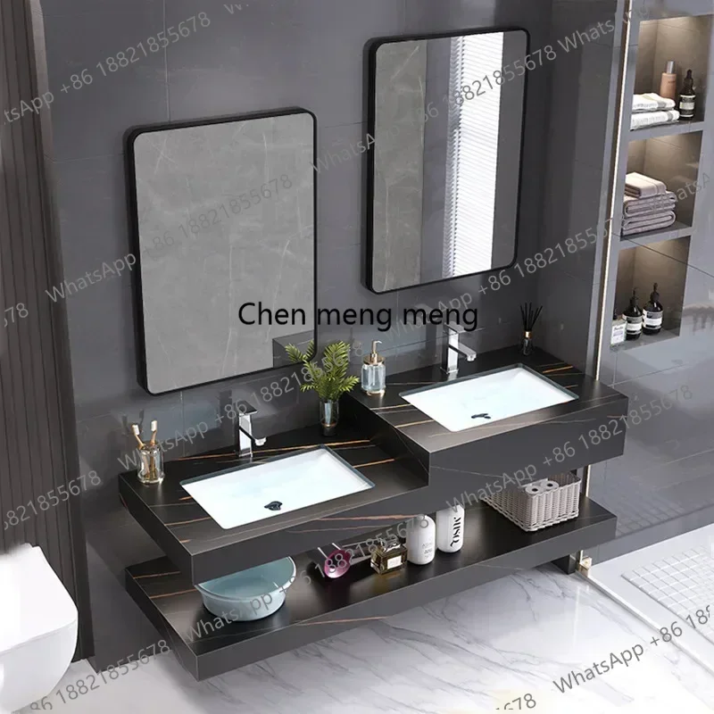 Z10Modern Bathroom Cabinets with Smart Mirror Slate Ceramic Double Washbasin Bathroom Vanity Parent-child Sink Bathroom Furnitur