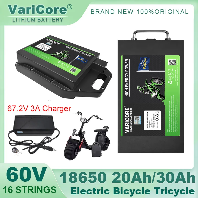 

VariCore 60 В 20 Ач 30 Ач электрический мотоцикл водонепроницаемая литиевая батарея 18650 CELL 2400 Вт для Citycoco скутер велосипед без налога