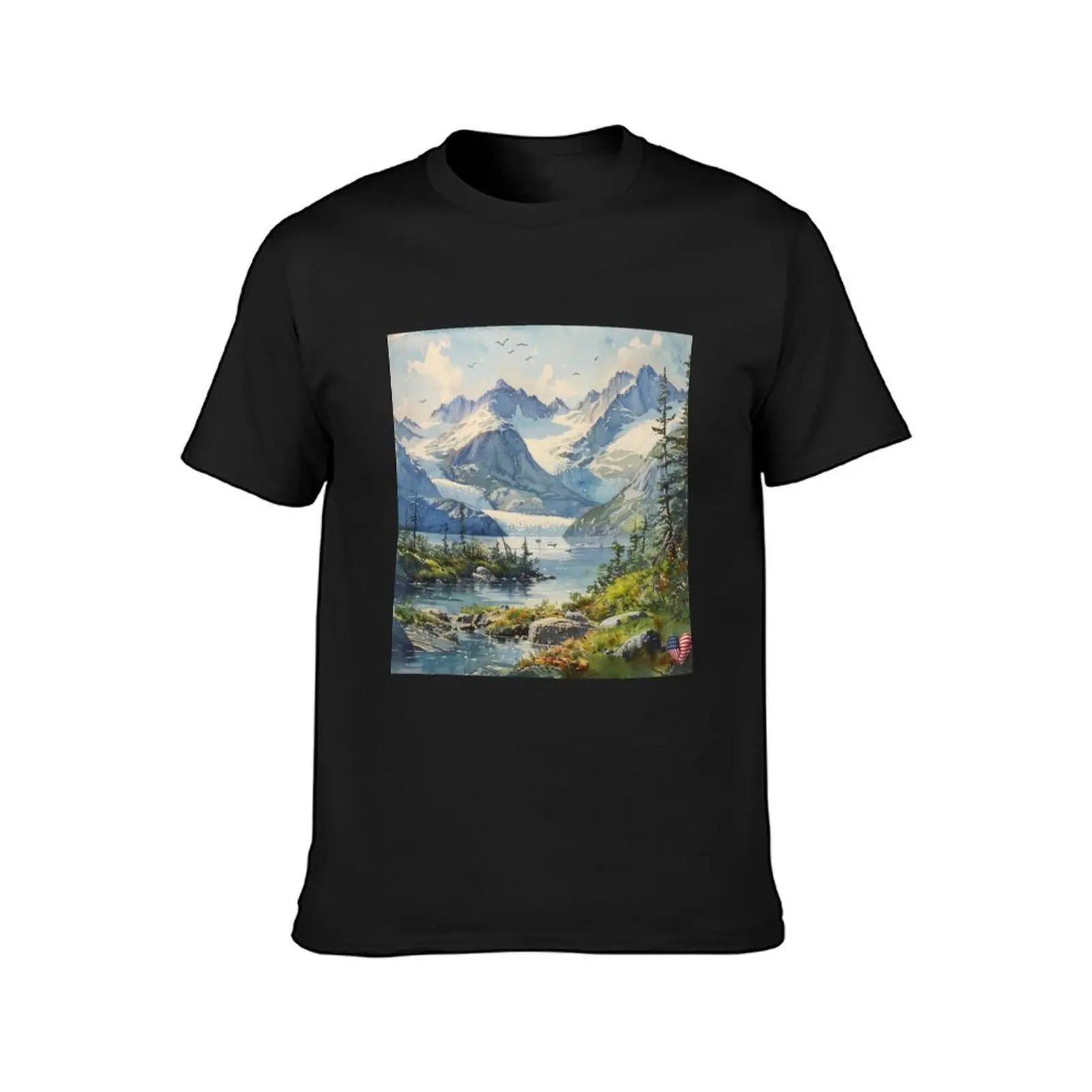 Landscape of Kenai Fjords National Park T-Shirt summer clothes blacks vintage anime clothes Short sleeve tee men