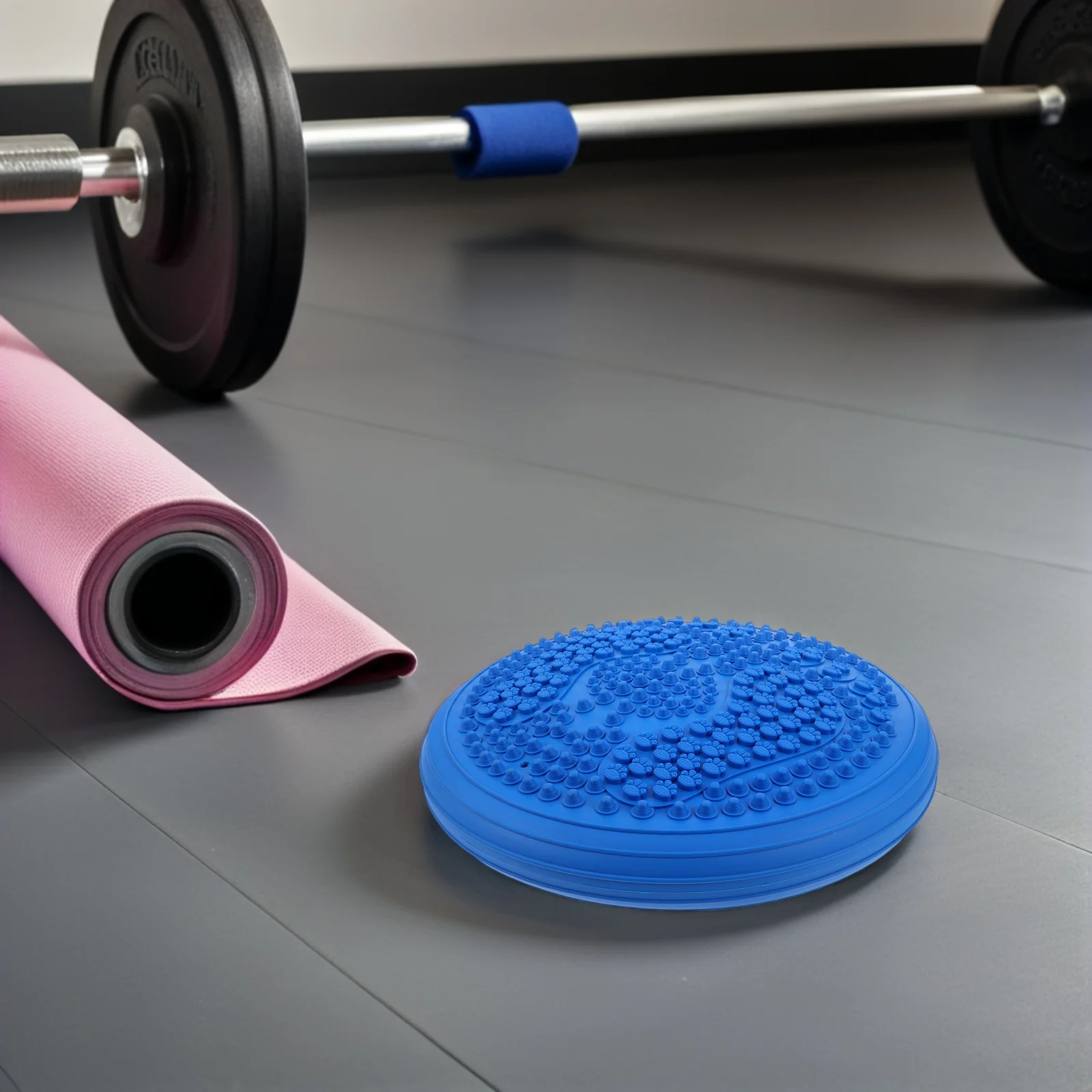 Matras Yoga Tiup Bulat Bantal Keseimbangan Cakram Goyang Biru Tebal Portabel Untuk Latihan Stabilitas Kebugaran Olahraga