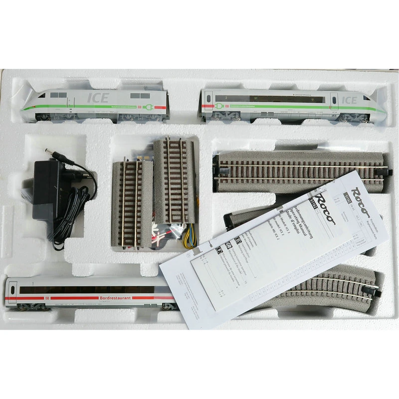 ROCO train model HO type 1/87 51162 ICE2 three-section DC analog version set with track and controller track car toy