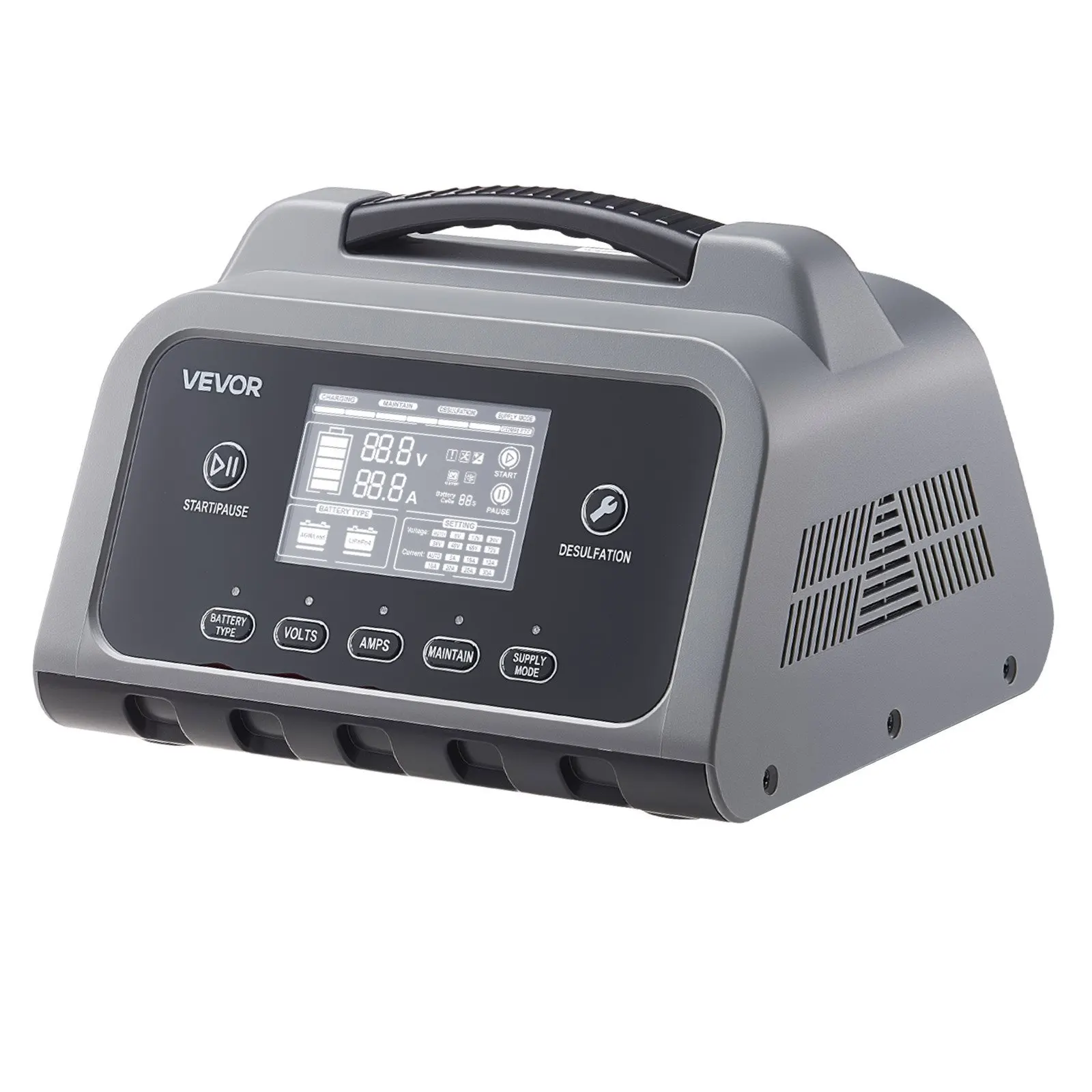 

Smart Battery Charger, 30A, 6V 12V 24V LiFePO4 Lead-Acid (Gel/AGM) Lithium Car Battery Charger, with LCD Display, Trickle Cha