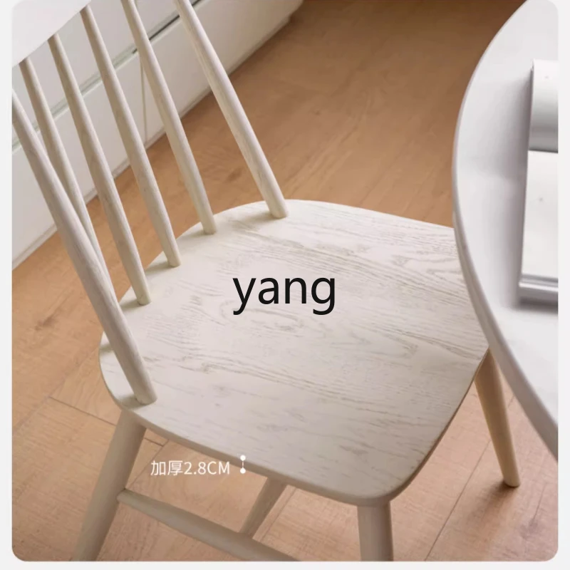

lmm Solid Wood Dining Chair Cream Style White Windsor Chair Restaurant Home Use Oak Backrest Chair