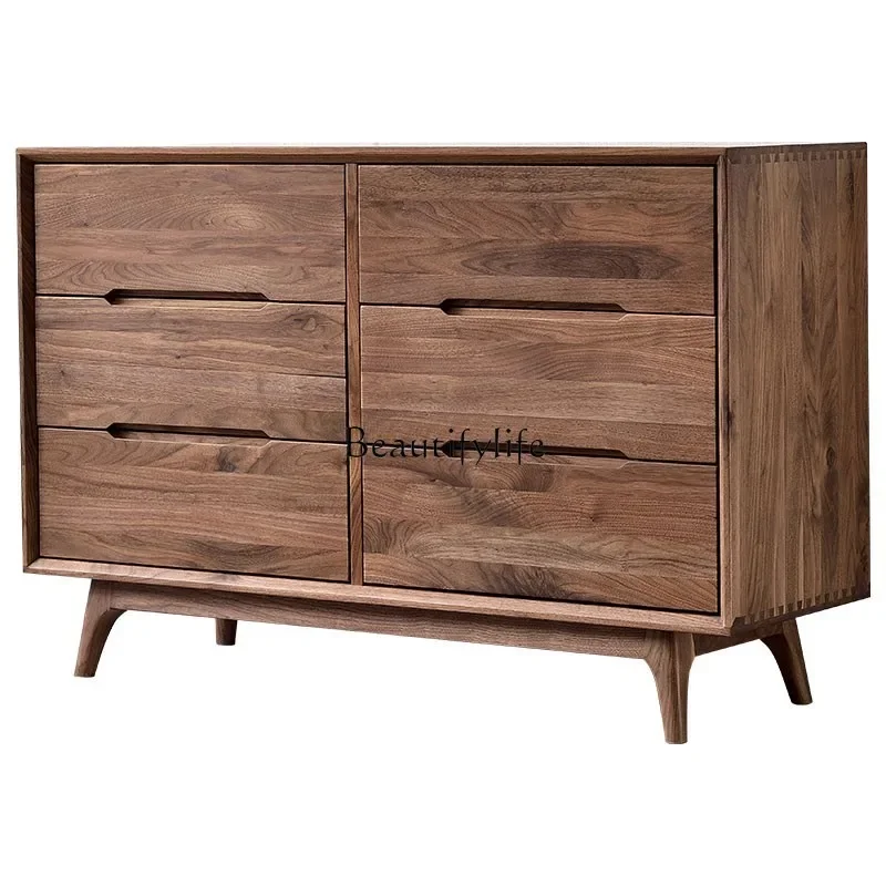 

LBlack walnut Nordic solid wood bedroom drawer storage living room cabinet