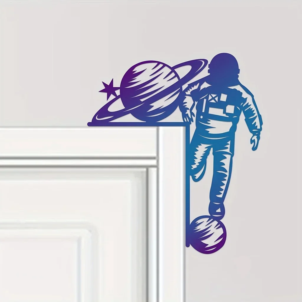 Colorful Astronaut Iron Decorative Wall Stickers Door Corner Decoration Door Frame Corner Decoration Metal Wall Hanging Decor