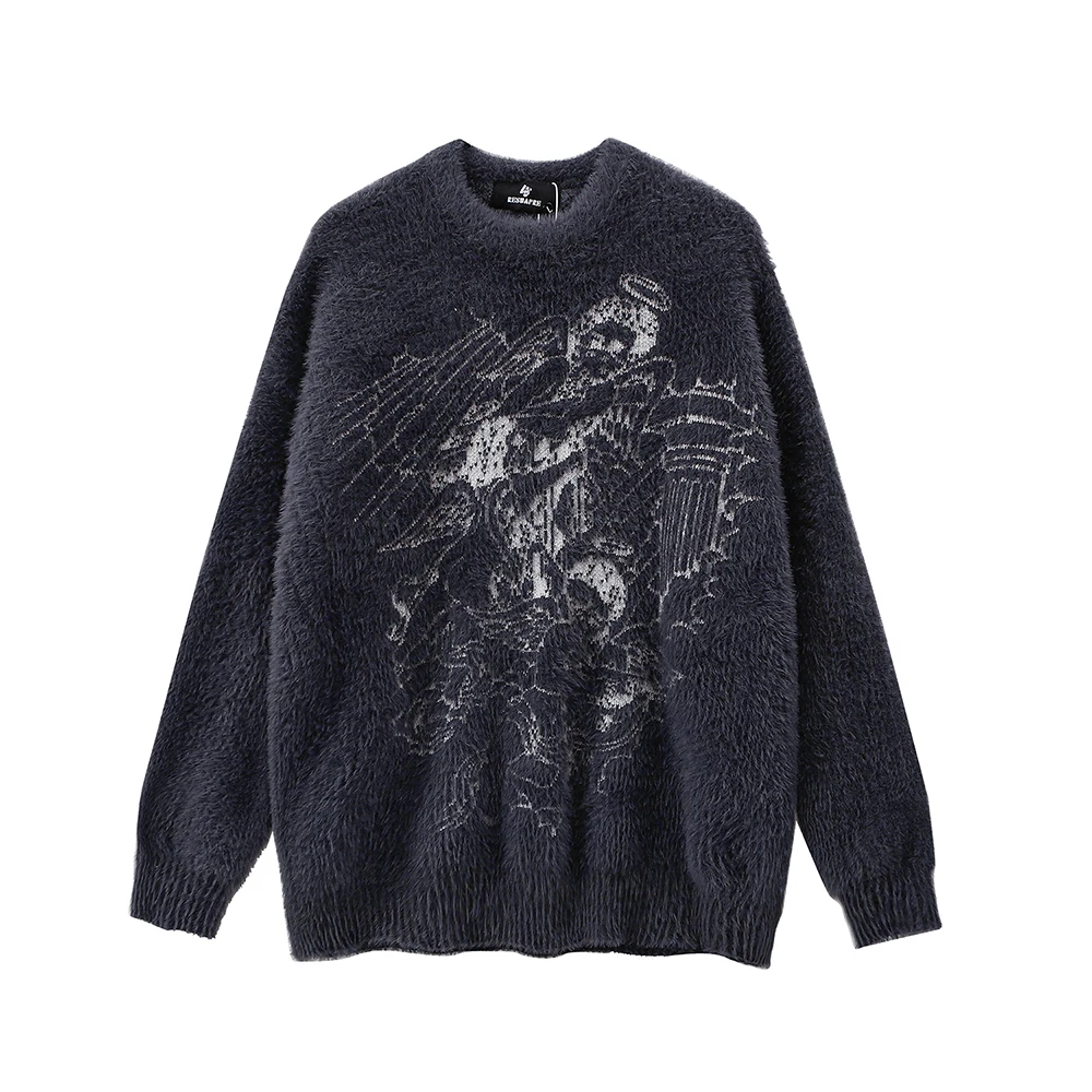 Angels Embroidery Mink Cashmere Design Fashion Women Men Sweaters Harajuku Knitted Oversized Sweater Y2k Men Anime Top Pullovers