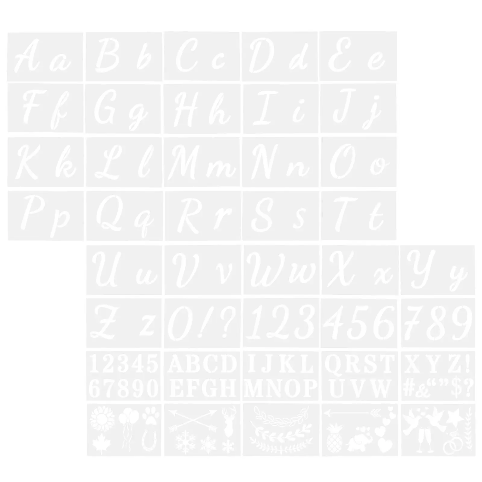40Sheets Letter Stencil Flexible Washable for DIY Painting on Wood Fabric Paper Alphabet Stencils Wall Art Letter Stencil