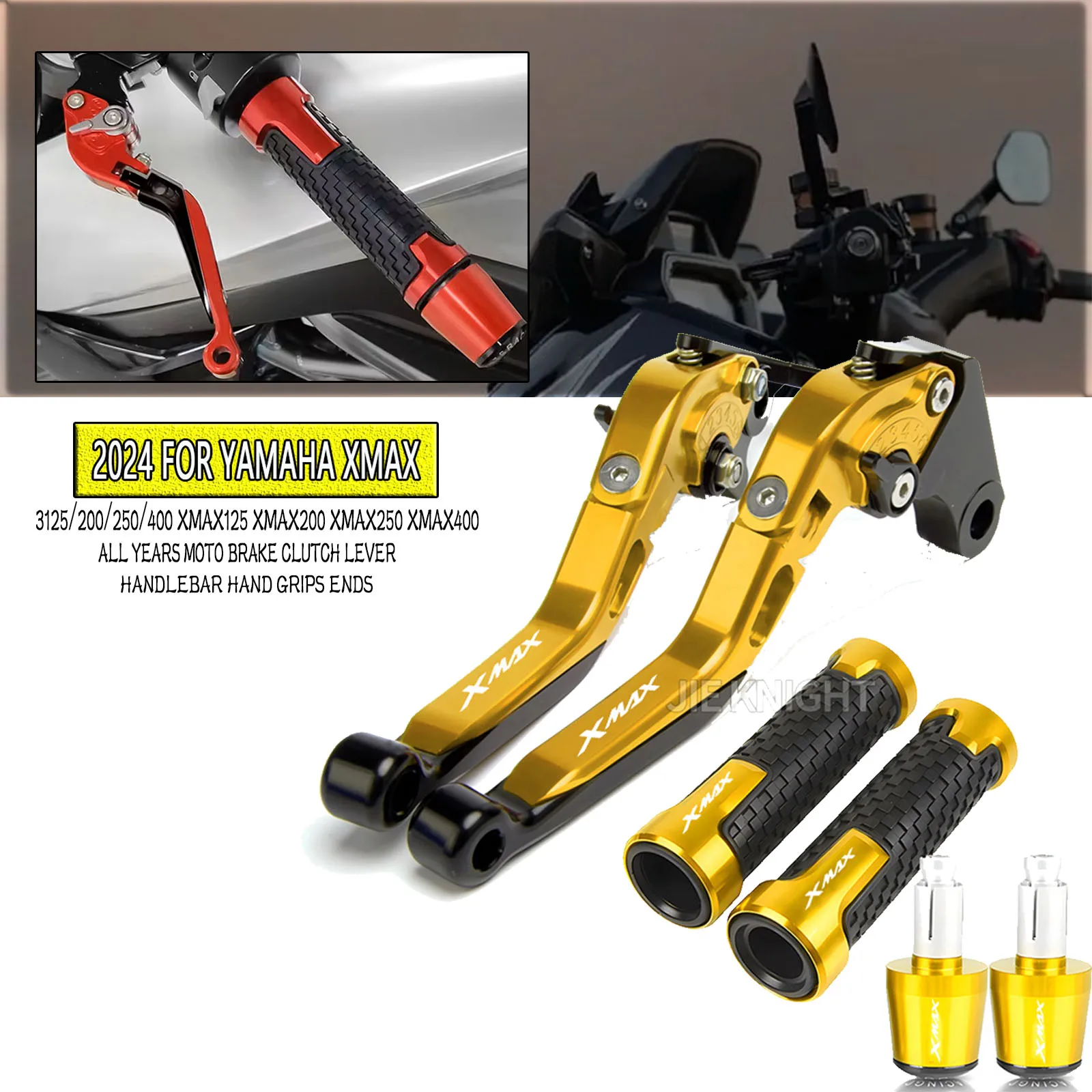 

2024 For YAMAHA XMAX 125/200/250/400 XMAX125 XMAX200 XMAX250 XMAX400 All Years Moto Brake Clutch Lever Handlebar Hand Grips Ends