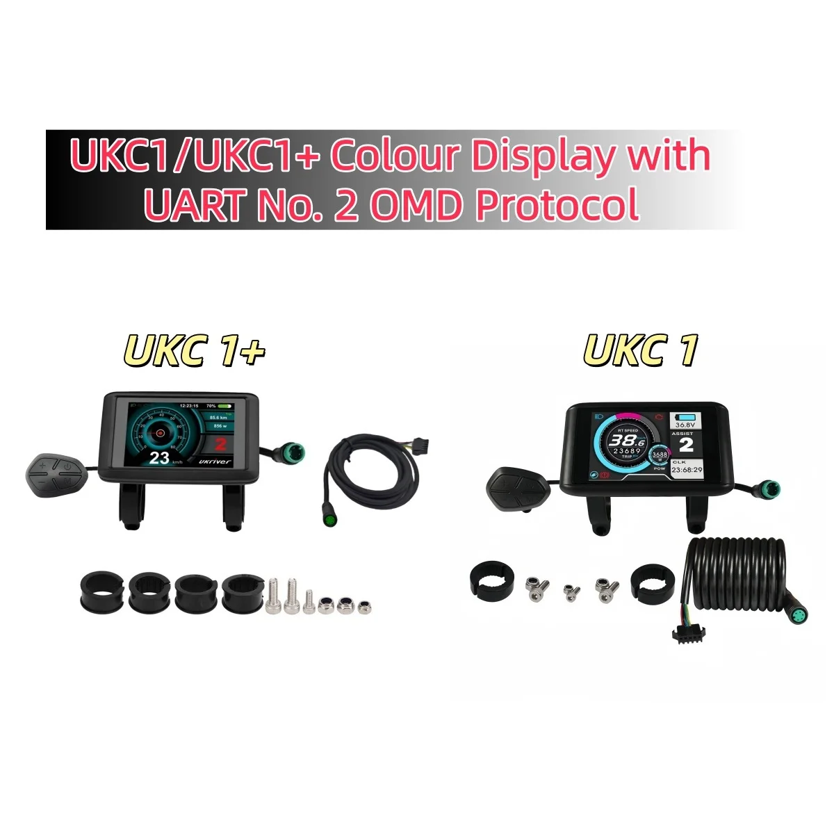 AliExpress RisunMotor 24V-72V UKC1/UKC1+ Colour Display with UART No. 2 OMD Protocol for Electric Bike with SM/Waterproof Connector