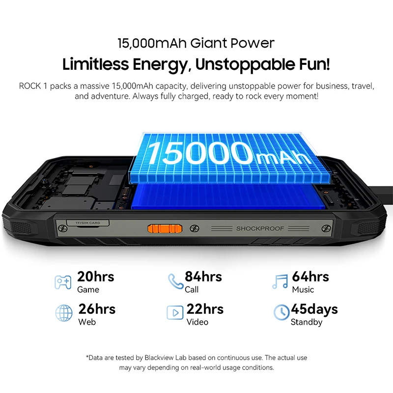 Blackview I Rugged Smartphone 6.56-inch 90Hz Display 256GB MediaTek Helio G81 Android 16 NFC Torch 15000mAh Cellphone