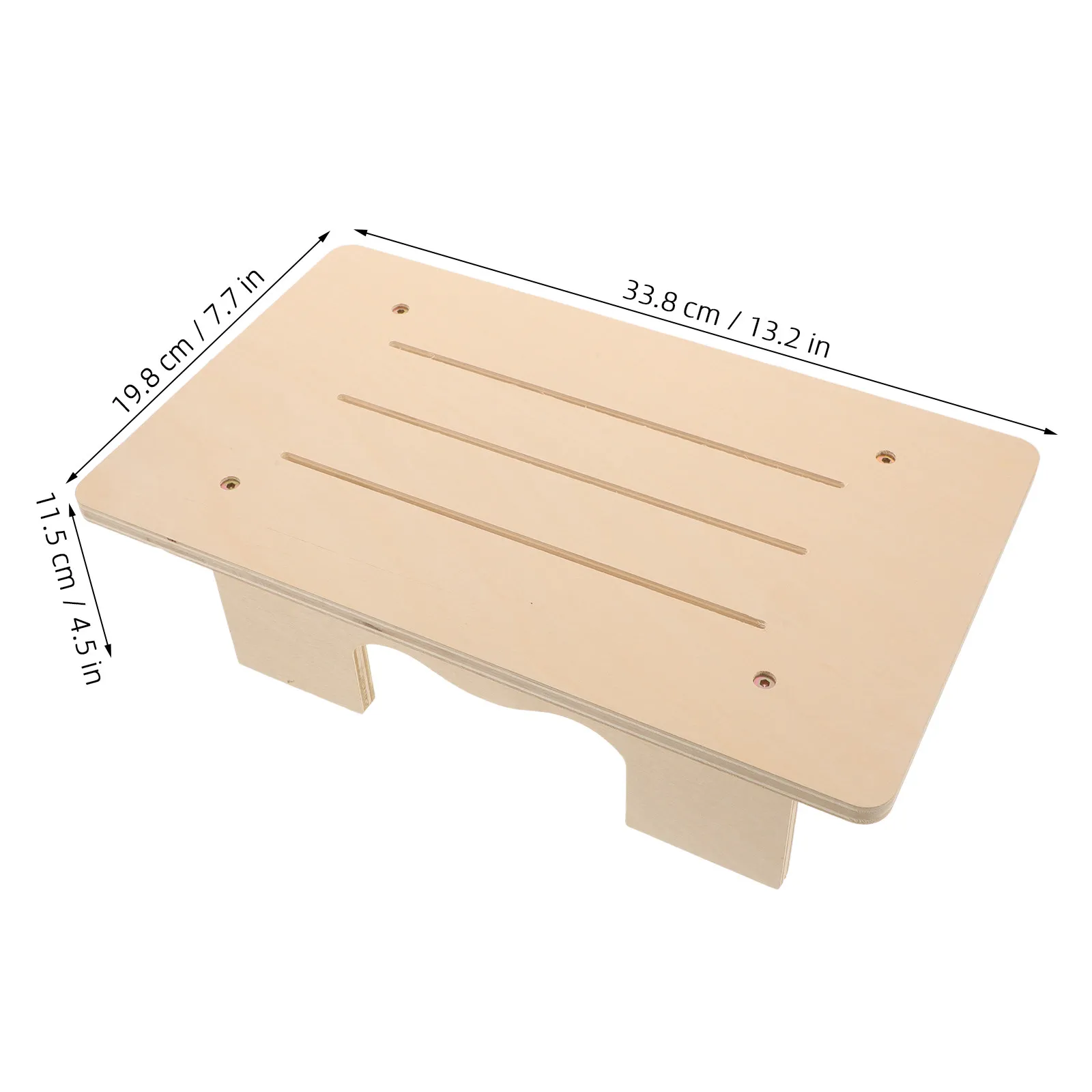 Beige Wooden Footstool Low Footrest Fully Assembled Anti Slip Stool Ottoman Bench for Living Room Decor Relieving Leg Pressure