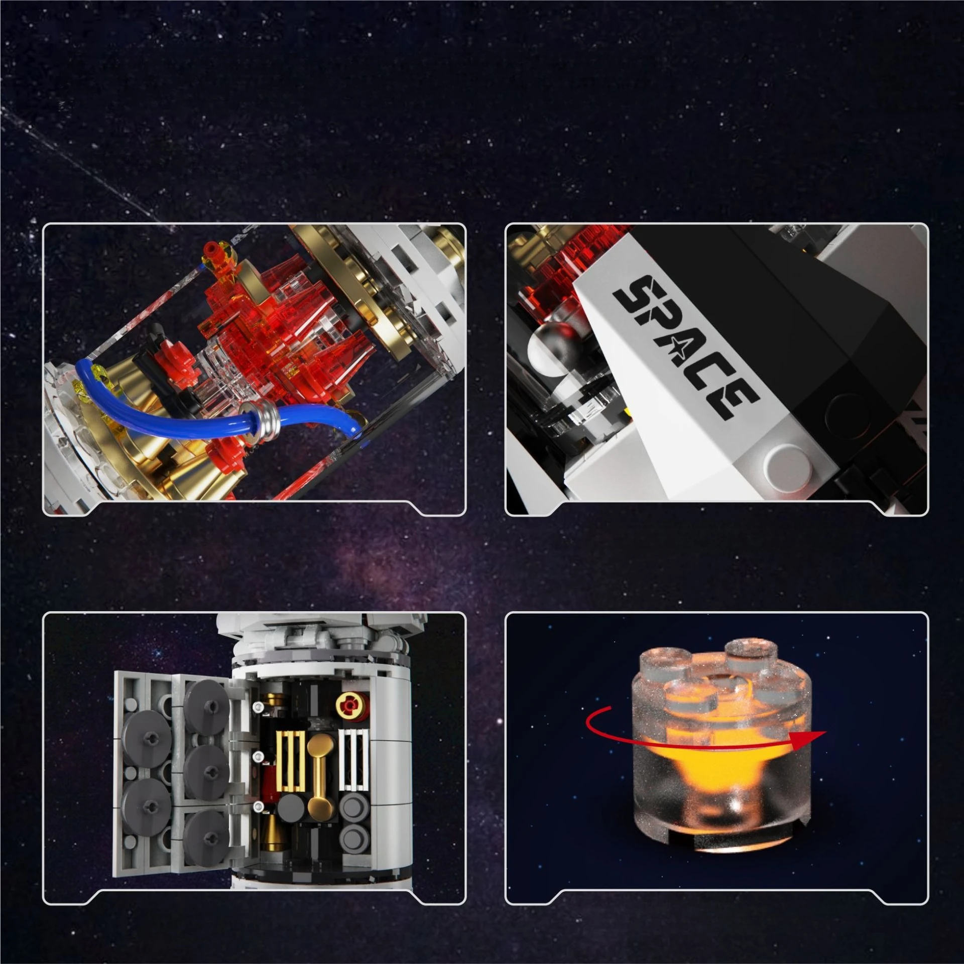 مجموعة مكعبات بناء صاروخ استكشاف الفضاء MOC صاروخ ميكانيكي ذاتي الصنع مع مجموعة أضواء LED نموذج تعليمي لعبة الطوب الهدايا #4