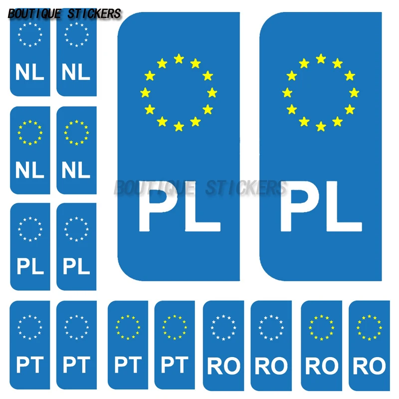 2Pcs NL PL PT RO Exquisite License Plate Stickers Waterproof PVC Stickers Car Truck RV Off Road Vehicle Stickers