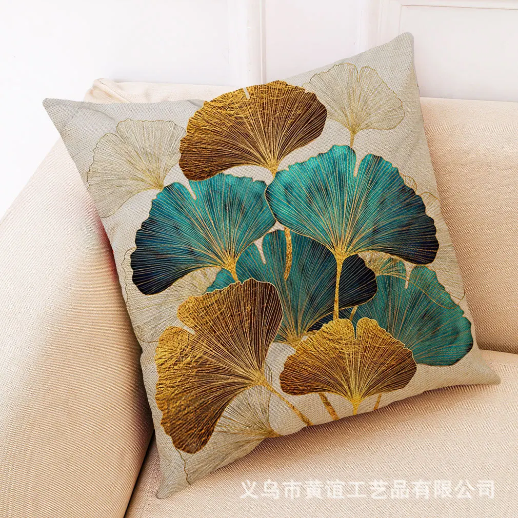 Bohemian Pillow Cushion Cover Leaf Print 45x45cm Pillowcase Living Room Sofa Home Decor No Insert