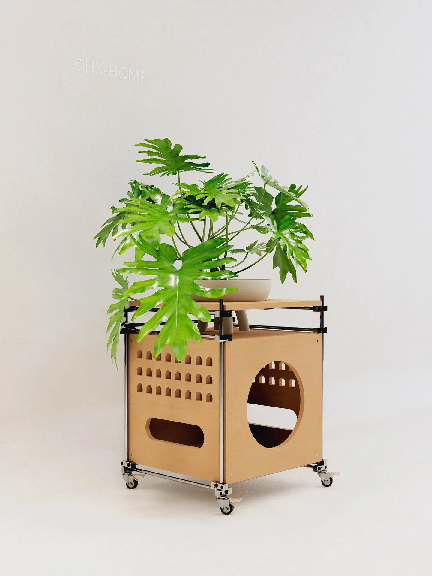 Modern Bamboo Designer Studio Select Boutique Cat Caf Pet Shop Ocean-Themed Wheeled Square House Bed Mansion