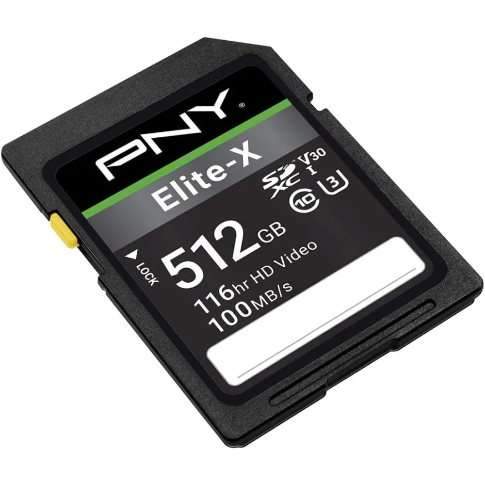 PNY 512GB Elite-X C10 U3 V30 SDXC Flash Memory Card UHS-I 4K UHD