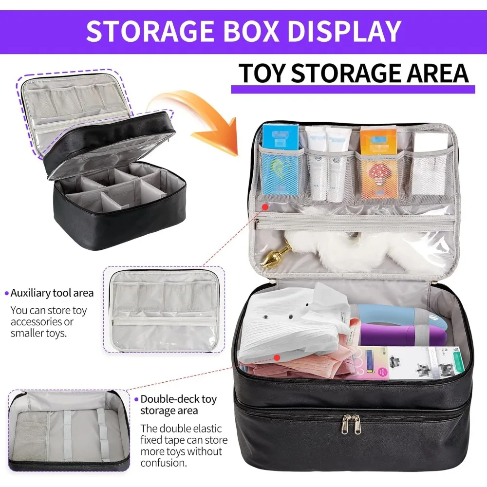 حقيبة تخزين كبيرة من الجلد الصناعي الفاخر للبالغين - 15.7 × 10.2 × 8.7، ناعمة ومتينة، منظم سر