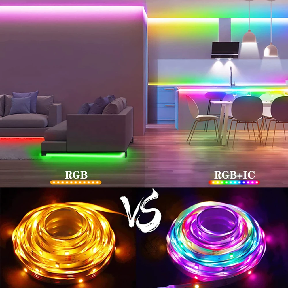 Imagem -04 - Usb Led Strip Lights para Decoração do Quarto Rgb Smart App Control Chasing Effect Ip65 Impermeável Fita Flexível Fita de Diodo tv Backlight