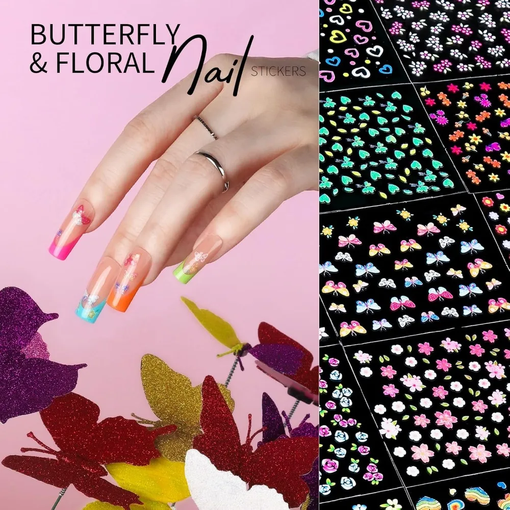 Flower Nail Art Stickers Gold Floral Nail Decals Design Summer Nail Decor Accessories for Women Girls Kids 50 Sheets Nail Stickers view 3