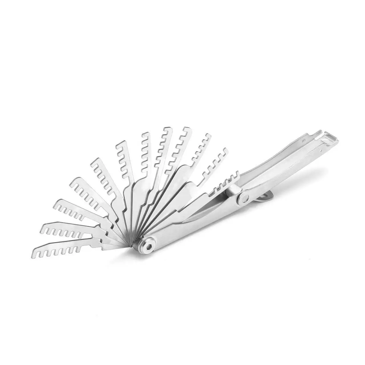 12 In 1 Convenient and Quick Locksmith Tools Foldable Stainless Steel Combs Paddles Three Circles All Steel Civilian Lock Kit