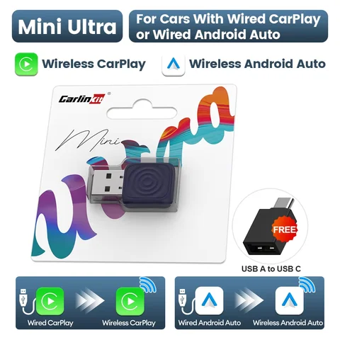 Мини-многофункциональный AI-адаптер 2-в-1 Для Автомобиля: Проводной CarPlay
