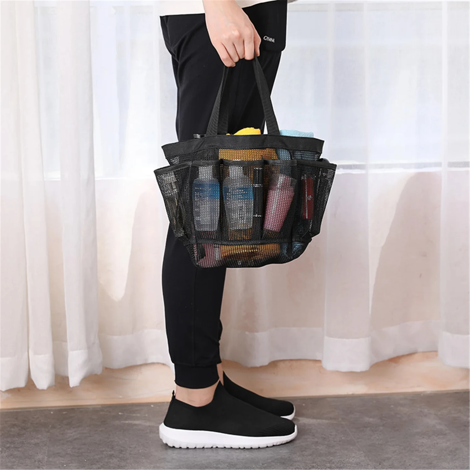 Portable Mesh Beach Makeup Travel Wash Bag Portable Swimming Bath Beach Bag Organizer Cosmetic Bag Storage Pouch Travel Toiletry