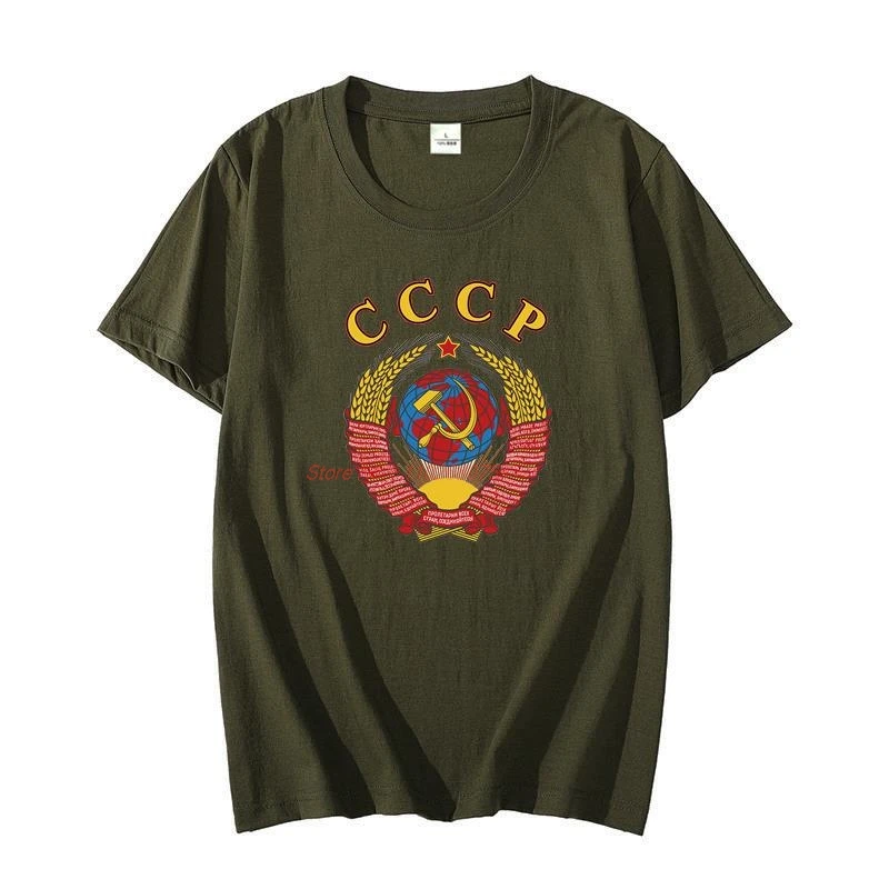 Russian Classic graphic t shirts With Ussr Emblem And Anthem Cotton Oversized t-shirt short sleeve t-shirts Men\'s clothing