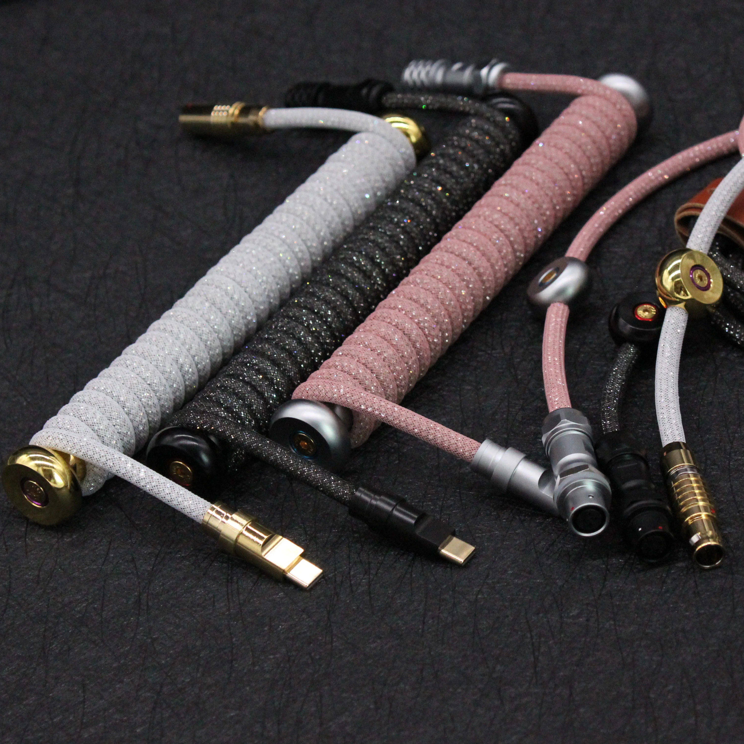 Custom Keyboard Cable Color Navigation Plug Manual Spiral Cable Type-C Keyboard Cable USB Data Cable Lemo Diamond Line