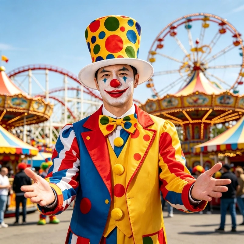 Colorful Dotted Clown Cosplay Hat Adult Costume Party Hat Yellow Spotted Tall Headwear with White Edge for Halloween Stage Shows