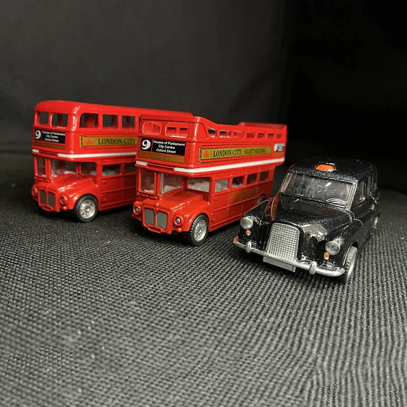 Coche de autobús de dos pisos de aleación de simulación 1:24, autobús al aire libre, autobús de dos pisos Vintage, coche de inercia, juguetes para niños, regalo