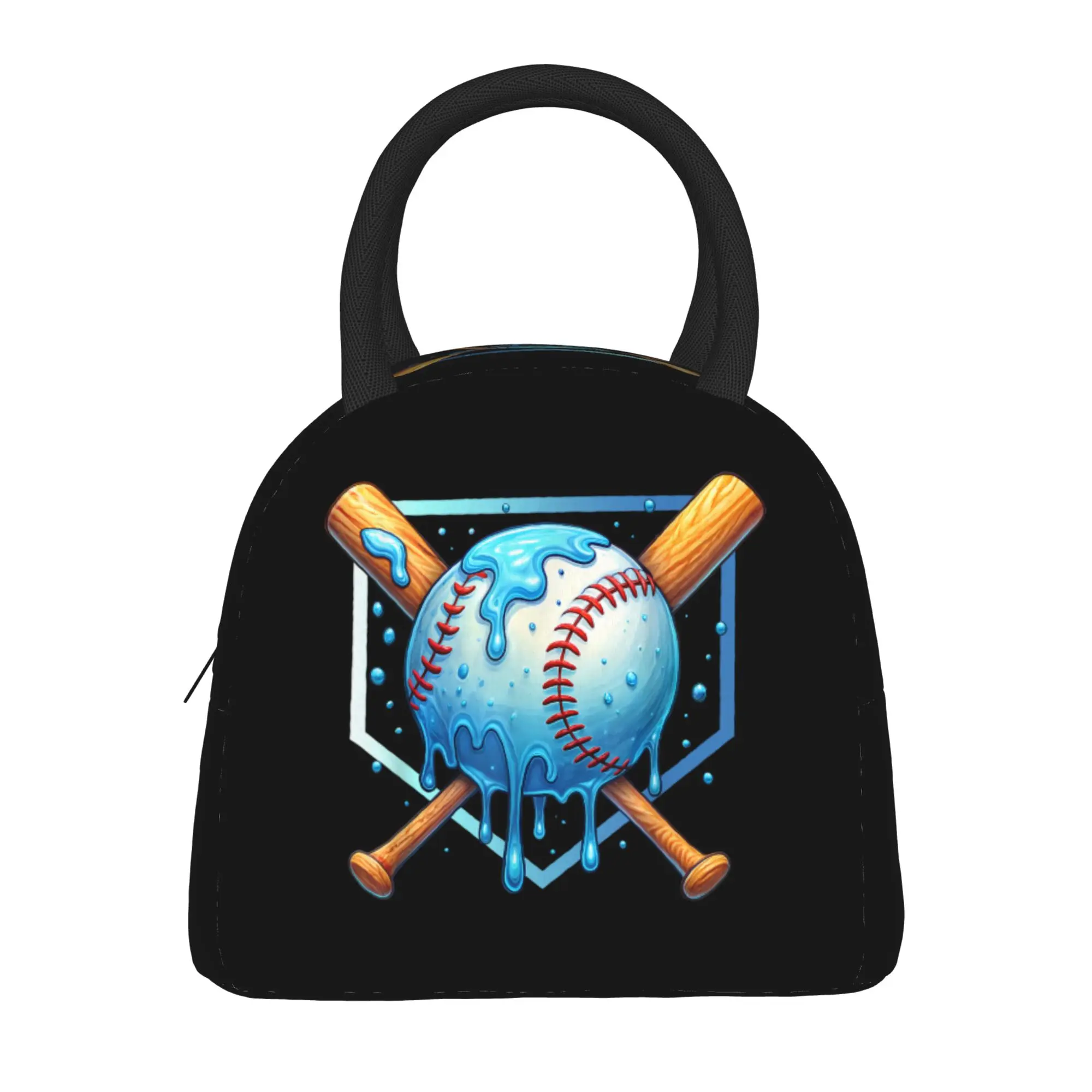 Baseball Bat Ice Cream Watercolor  Insulated Lunch Bag Cooler Bag Meal Container  Large Tote Lunch Box Food Bag School  Outdoor