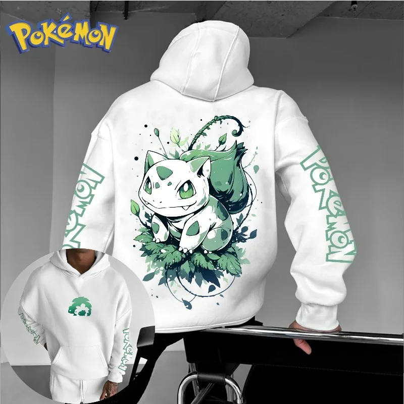 بوكيمون لعبة Bulbasaur مطبوعة هوديي للرجال والنساء الخريف/الشتاء جديد Y2K Harajuku حجم كبير الاتجاه عادية سترة علوية