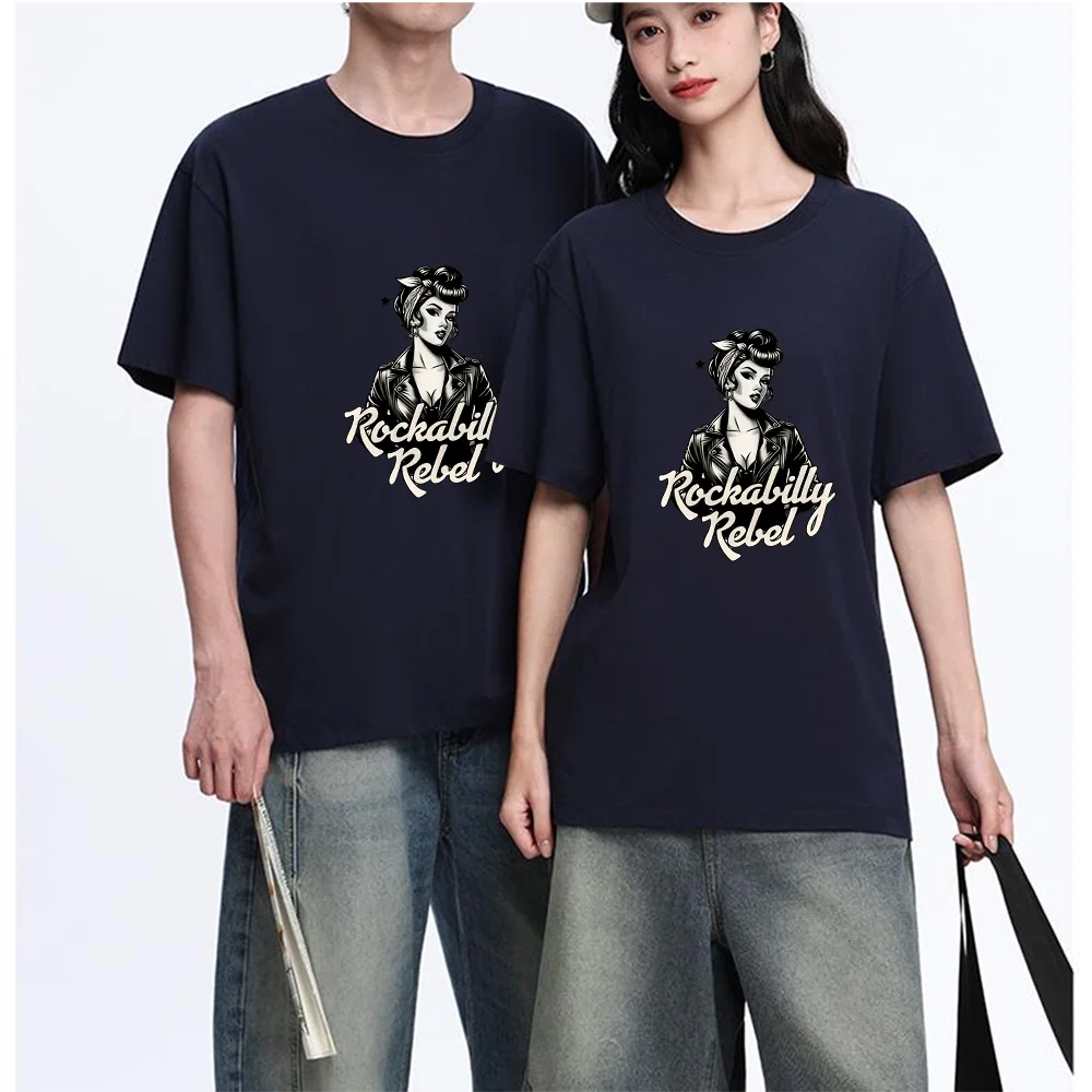 Rockabilly Rebel Printed T Shirt Cotton S-XXL Personalized Custom Casual Short Sleeve Tee Unisex Fit Breathable Fabric Aesthetic