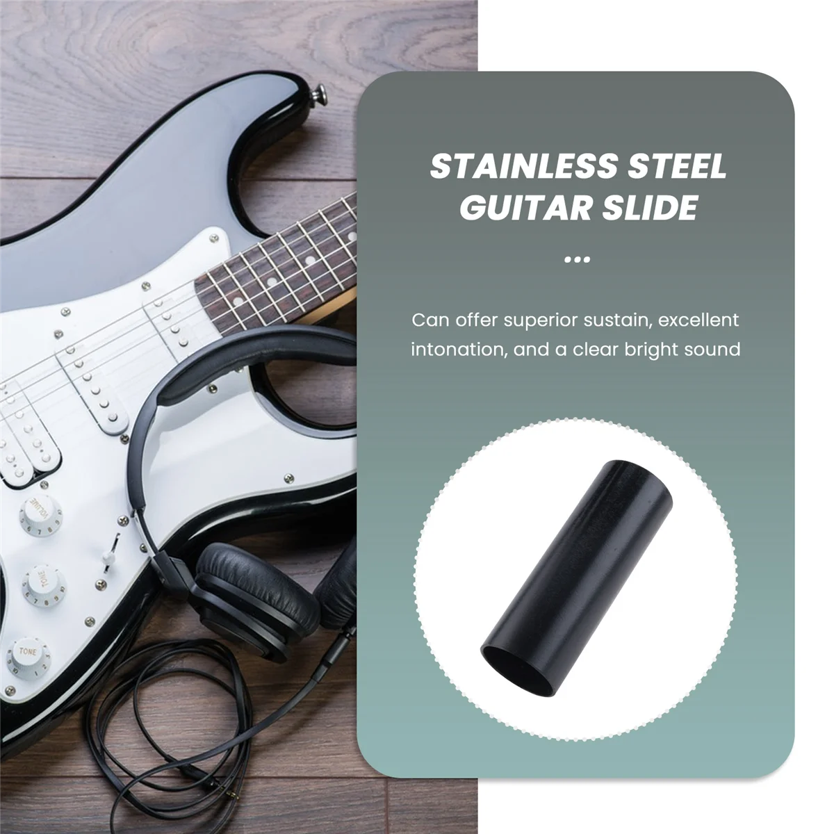 

N37R_1pc Guitar Slide Black Stainless Steel Finger Knuck