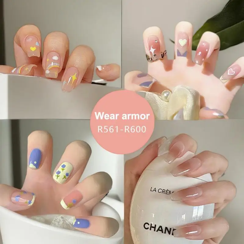 Full Cover Fashionable False Nails Set, 24Pcs Artificial Press On Wearable Fake Nails