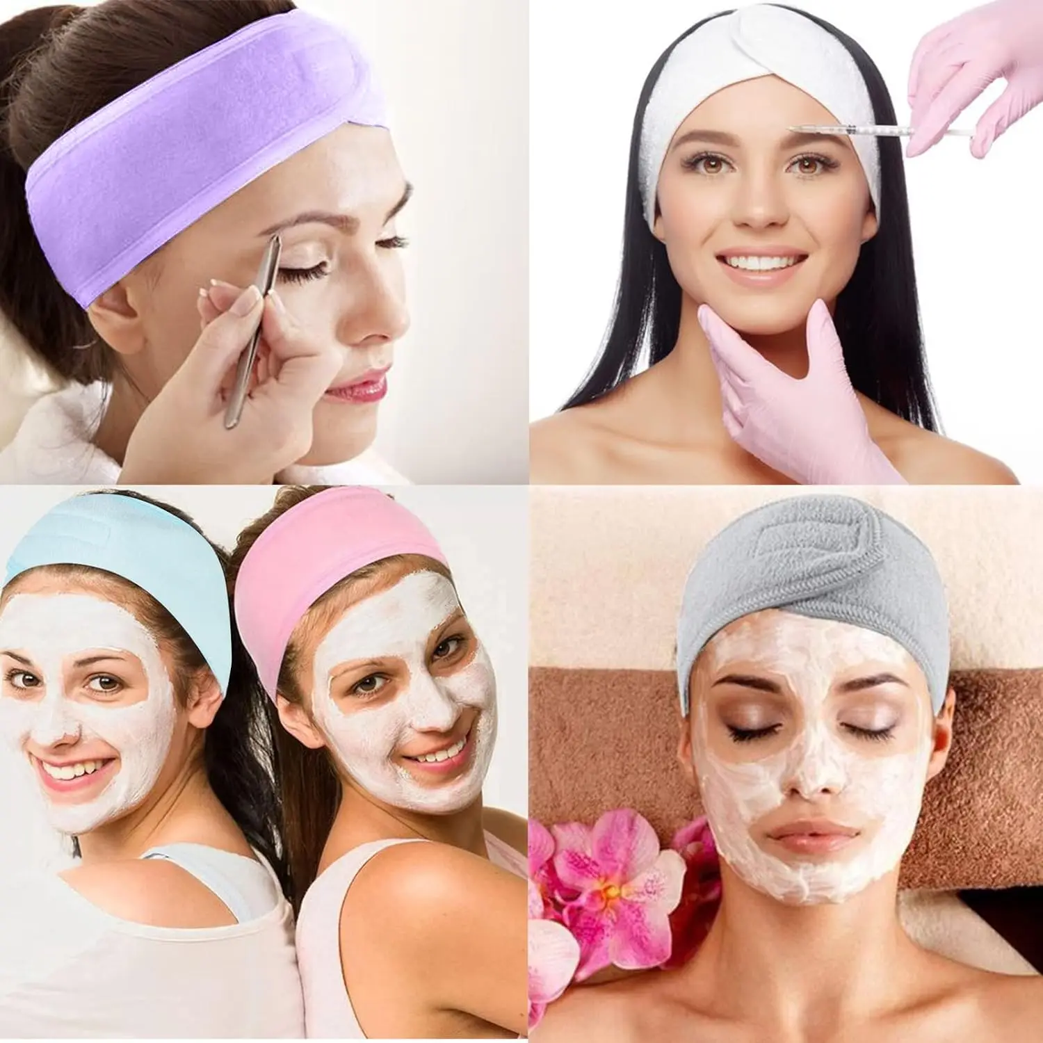 Spa Facial Headband Make Up Shower Wrap Head Terry Cloth Hair Band Adjustable Towel for Women Face Washing Bath Sport Headwear