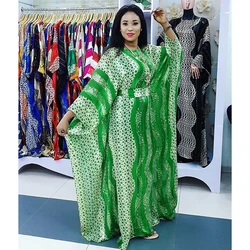 New European Dashiki For Women Dubai Maxi Bazin Dresses Pattern Print Kaftan Batwing Sleeve Sashes Pullover Robe