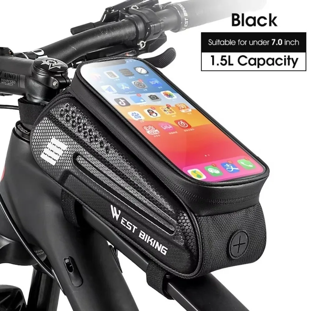 

Waterproof Bicycle Front Frame Bag 7 Inch Sensitive Touch Screen Cycling Phone Bag Durable Bicycle Bag